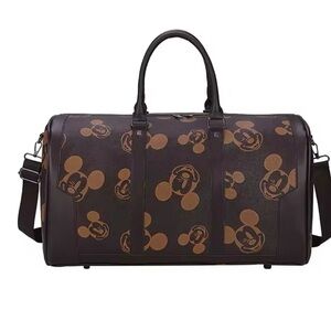 Mickey Brown Leather Duffle Travel Bag